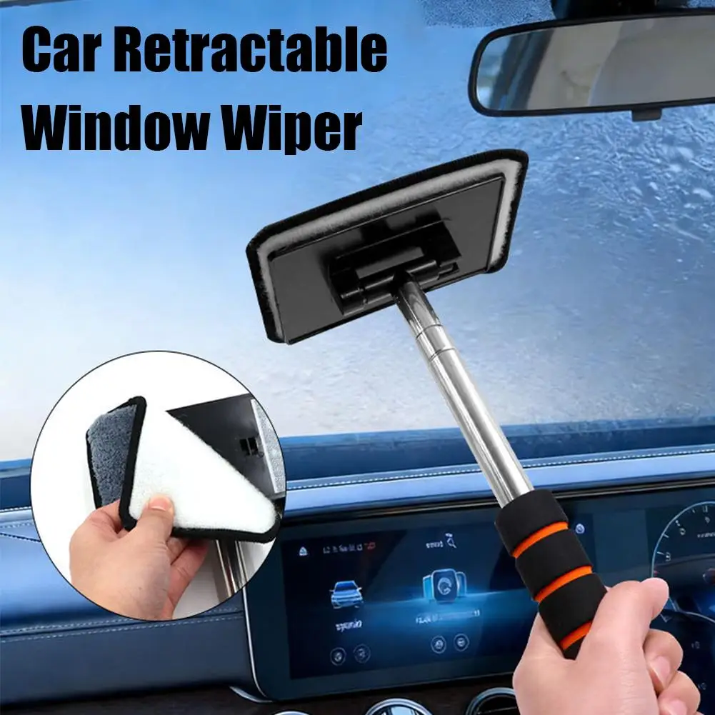 Car Telescopic Windshield Cleaning Brush Microfiber Glass Wiper Defogging Long Handle Auto Home Window Cleaner Dust Remove Tool