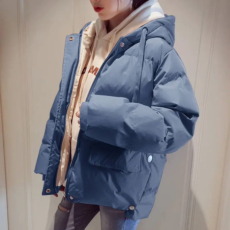 Nieuwe Losse Verdikte Katoenen Jassen Met Capuchon Parkas Donsjacks Vrouwen Winterkleren Jas Bubble Korte Puffer Jas Streetwear