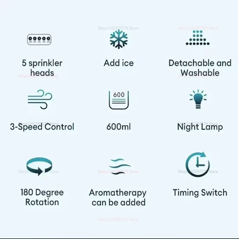 3 in 1 Portable Air Cooler Fan with LED Night Light Humidifier Adjustable Temperature Home Office Personal Small Air Conditioner