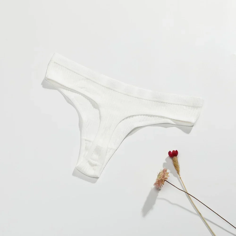 1/2PCS G-string Panties Cotton Women's Underwear Sexy Panties Female Underpants Thong Solid Color Pantys Lingerie image 5