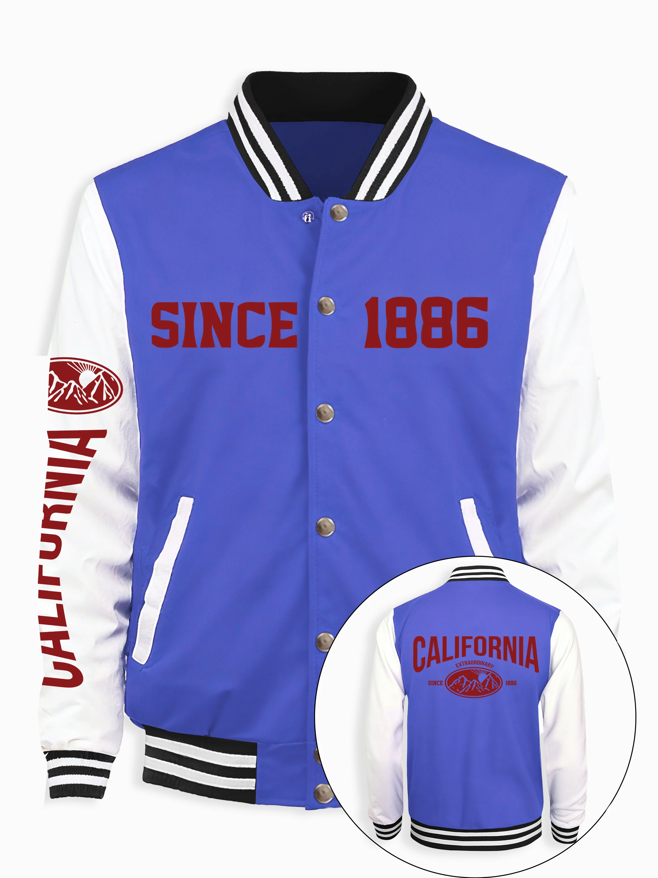 

California Since 1886 Extraordinary Printed Men Baseball Jersey Loose Streetwear Fashion Fleece Clothes Retro Autumn Button Top
