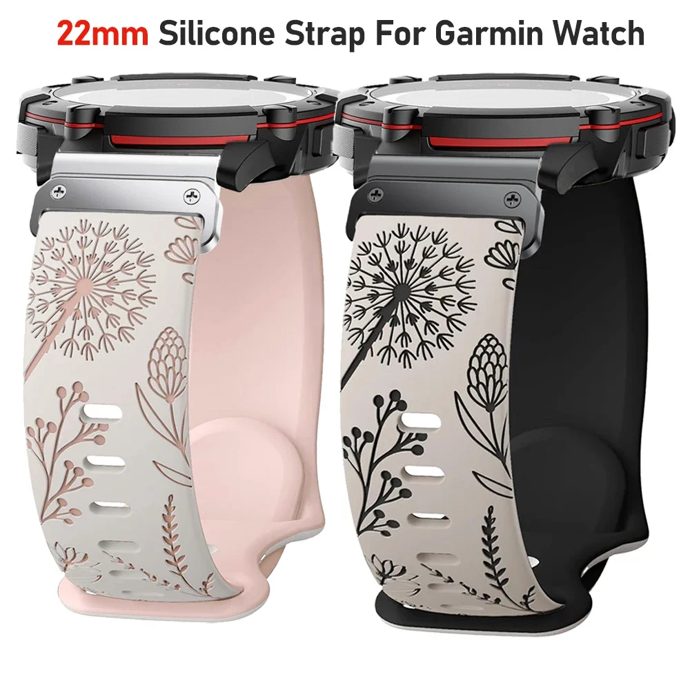 

Новый силиконовый ремешок QuickFit 22 мм для Garmin Fenix E 8 47 мм Fenix 7 Pro 6 5/Forerunner 965 955/Epix Gen2, двухцветный ремешок с одуванчиком
