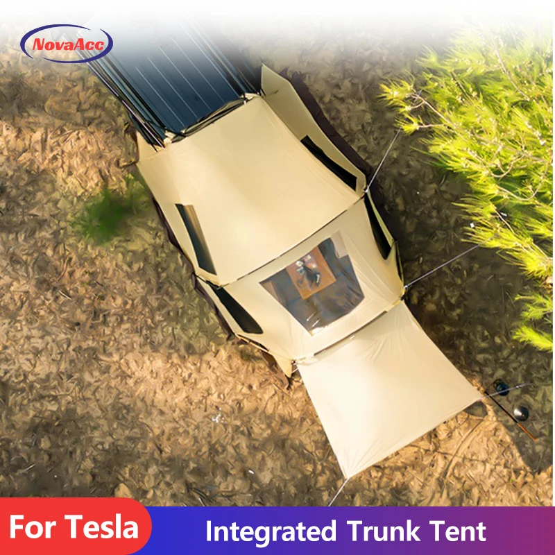 Trunk Camping Tent For Tesla Model Y X S 3 2017-2024 Highland Waterproof Weather Resistant Portable Tailgate Shade Awning Tent