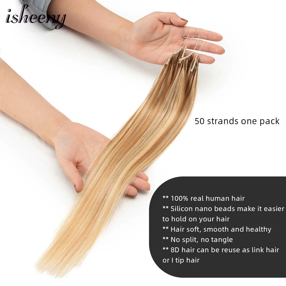 Isheeny 8D Human Hair Extensions Blonde 12