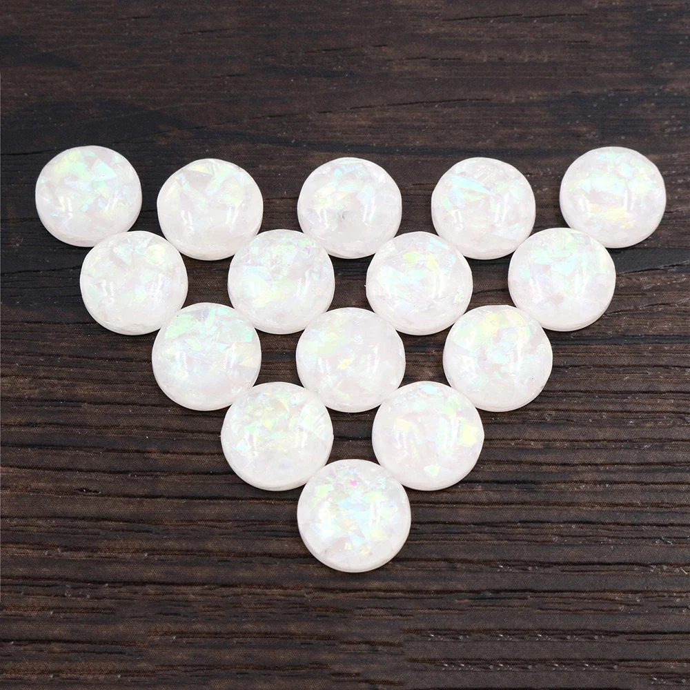 New Fashion 8mm 10mm 40pcs/Lot White Color Built-in metal foil Flat back Resin Cabochons Cameo 