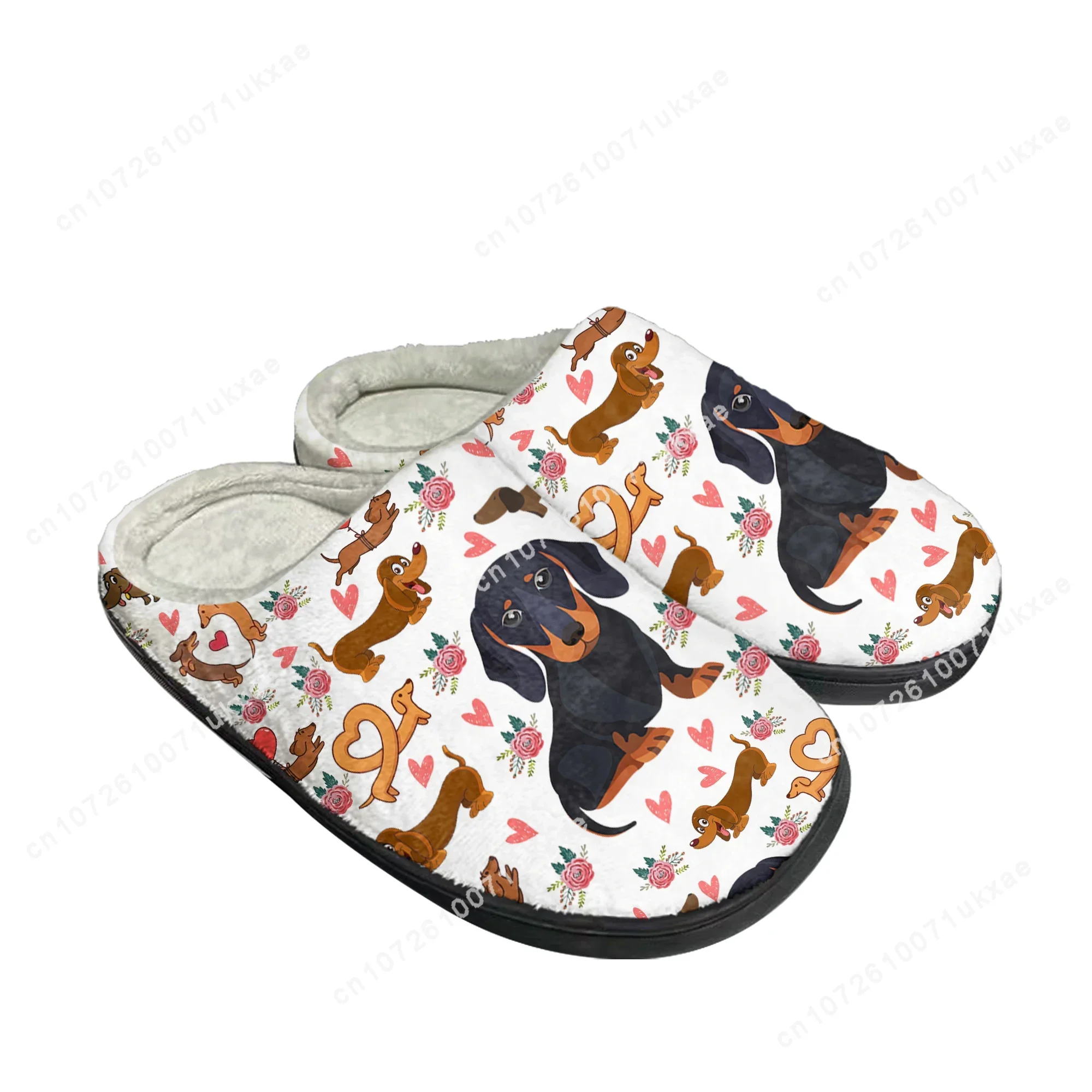 Cute Dachshund Print Home Cotton Slippers Mens Womens Pet Dog Plush Bedroom Casual Keep Warm Shoes Thermal Slipper Custom Shoe