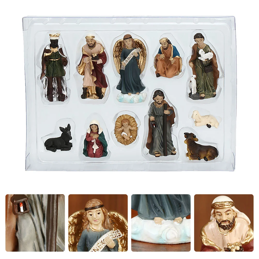 Nativity Sculpture Home Sculptures Household Ornaments Artware Collection Gift Realistic Statues Furnishings Resin