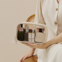 New Waterproof Cosmetic Bag Transparent Large Capacity Toiletry Bag PU Zipper Closure Makeup Bag Travel
