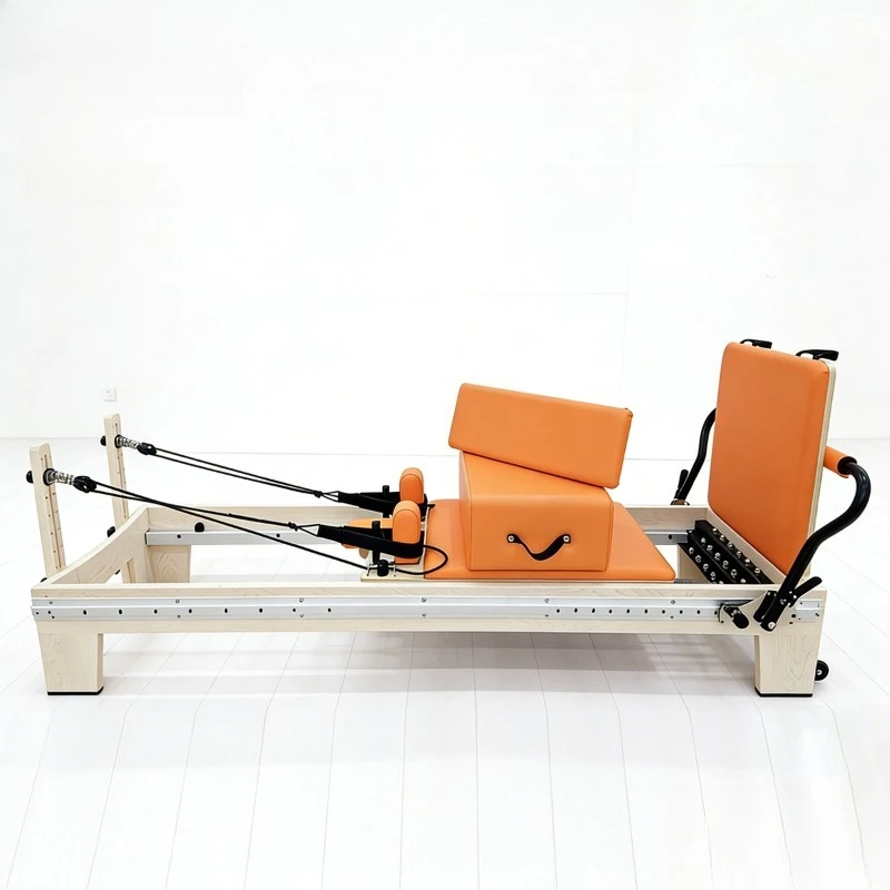 Commercial Core Training Bed with Smooth Full Track Portable AdjustableWood Pilates Reformer for Studio and Home Use