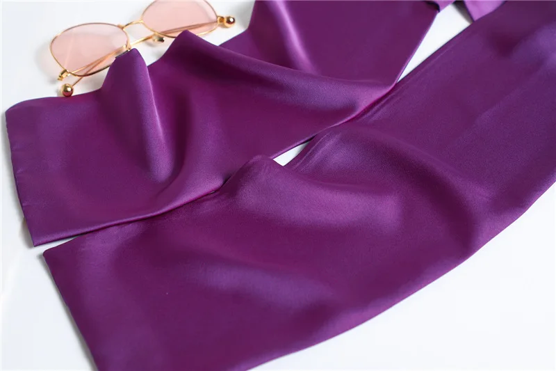 Roter, einfarbiger, langer Seidenschal für Damen, Haarschals, Seidensatin-Halstuch für Frauen, 14*145CM, Stirnbänder, schlichtes Taschenband, Damen-Accessoire – Detail 17