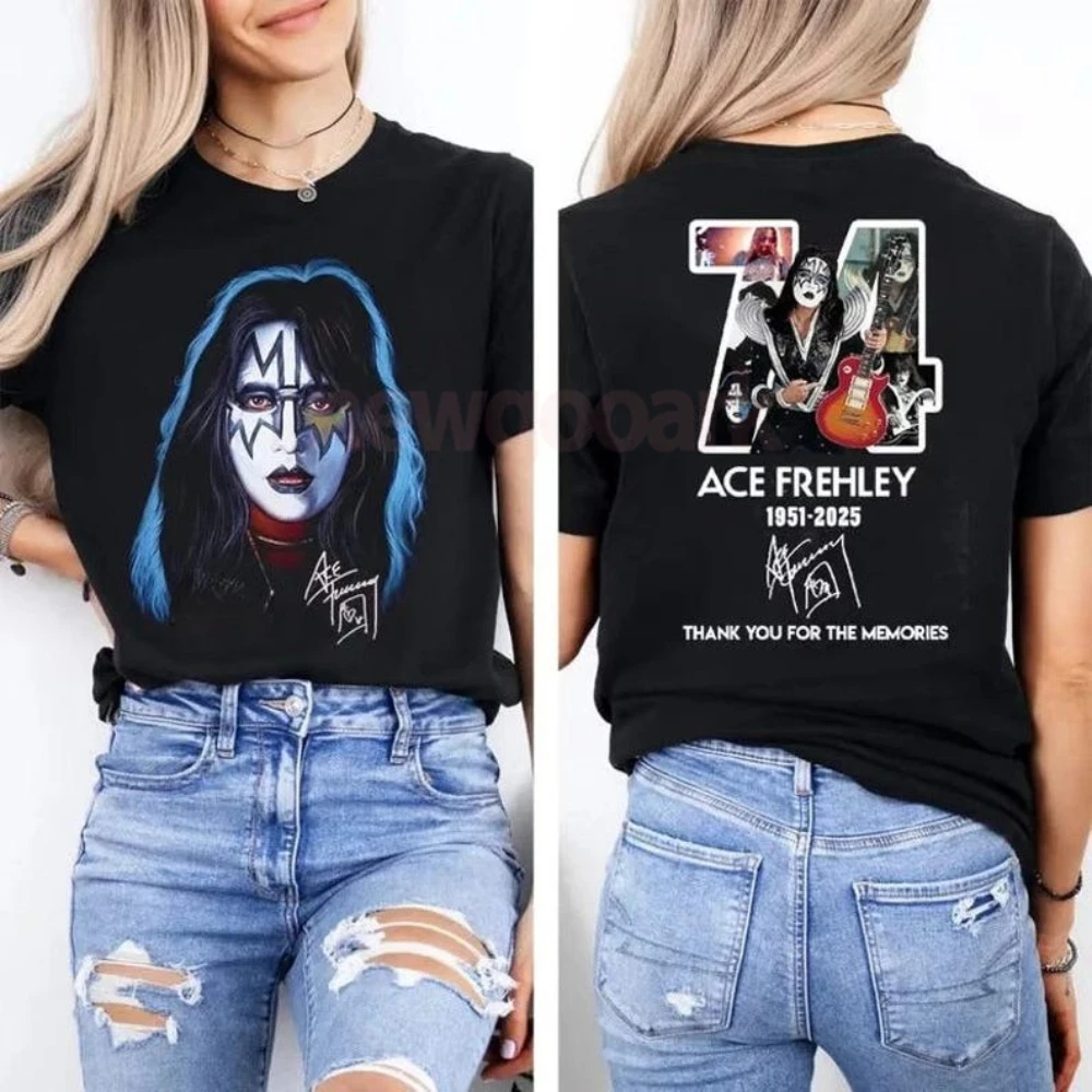 Ace Frehley Tribute Graphic T Shirts RIP 1951–2025 Thank You for The Memories Gift Woman Man Fans Cotton Tshirt Short-sleev