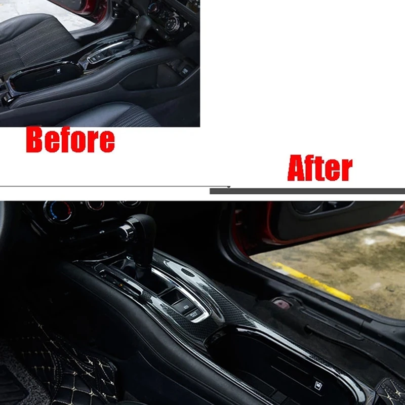 Carbon Fiber Central Control Gear Shift Panel Cover Trim Interior Accessories Fit For Honda HR-V HRV 2015-2019 Top-Rated