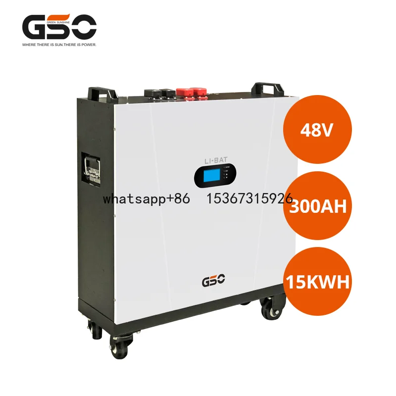 

GSO Battery 48v 300ah Home Storage 15kwh lithium lifepo4 Solar Battery with Wheel