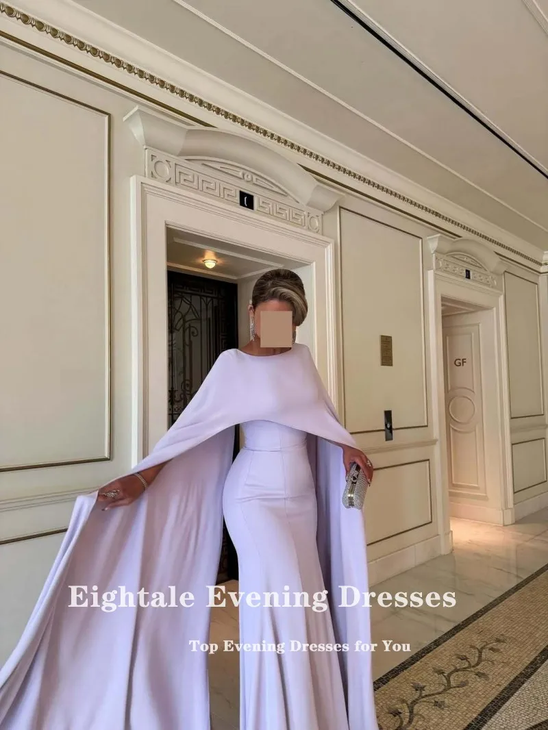 Eightale Arabic Evening Dress O-Neck Prom Gown Customized Strethcy Satin Cap Sleeves Wedding Party Dress Mermaid Robes De Soirée image 2