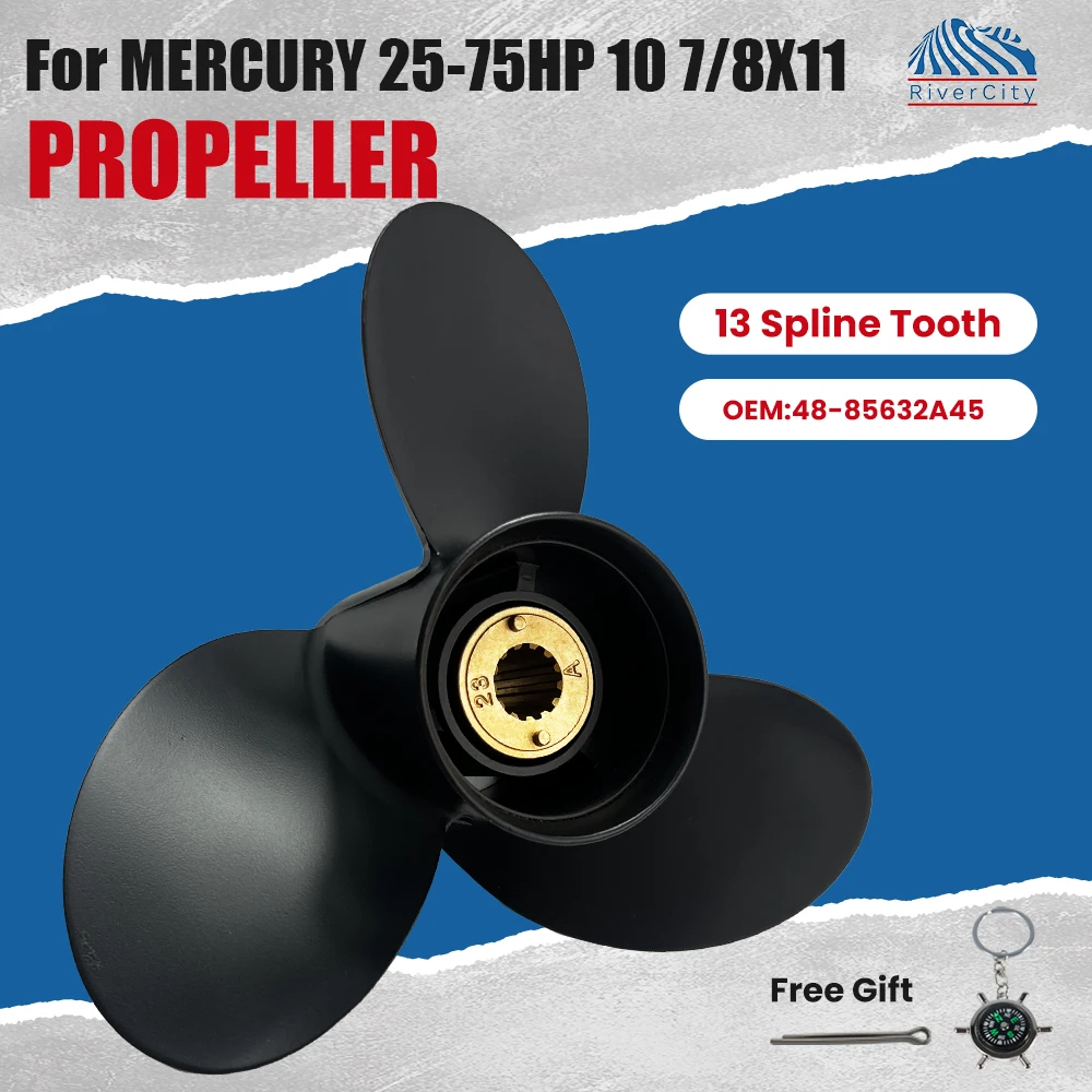 Outboard Propeller 10 7/8x11 For Mercury 25hp 30hp 35hp Boat Motor Aluminum Alloy Screw Ship Marine Engine 3 Blade 13 Spline
