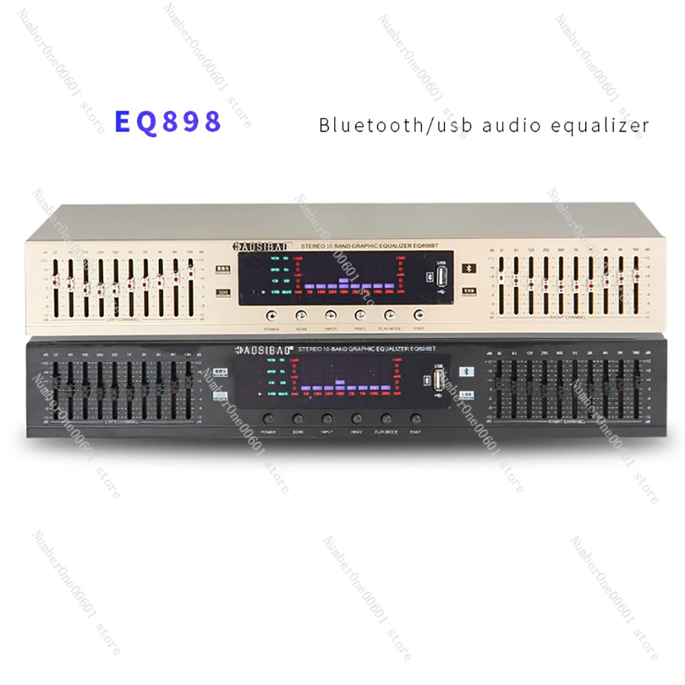 

EQ-898BT HIFI Digital HD Stereo Preamplifier Equalizer Built-In USB Bluetooth Home Stage Equalizer Dual 10 Segments 220V