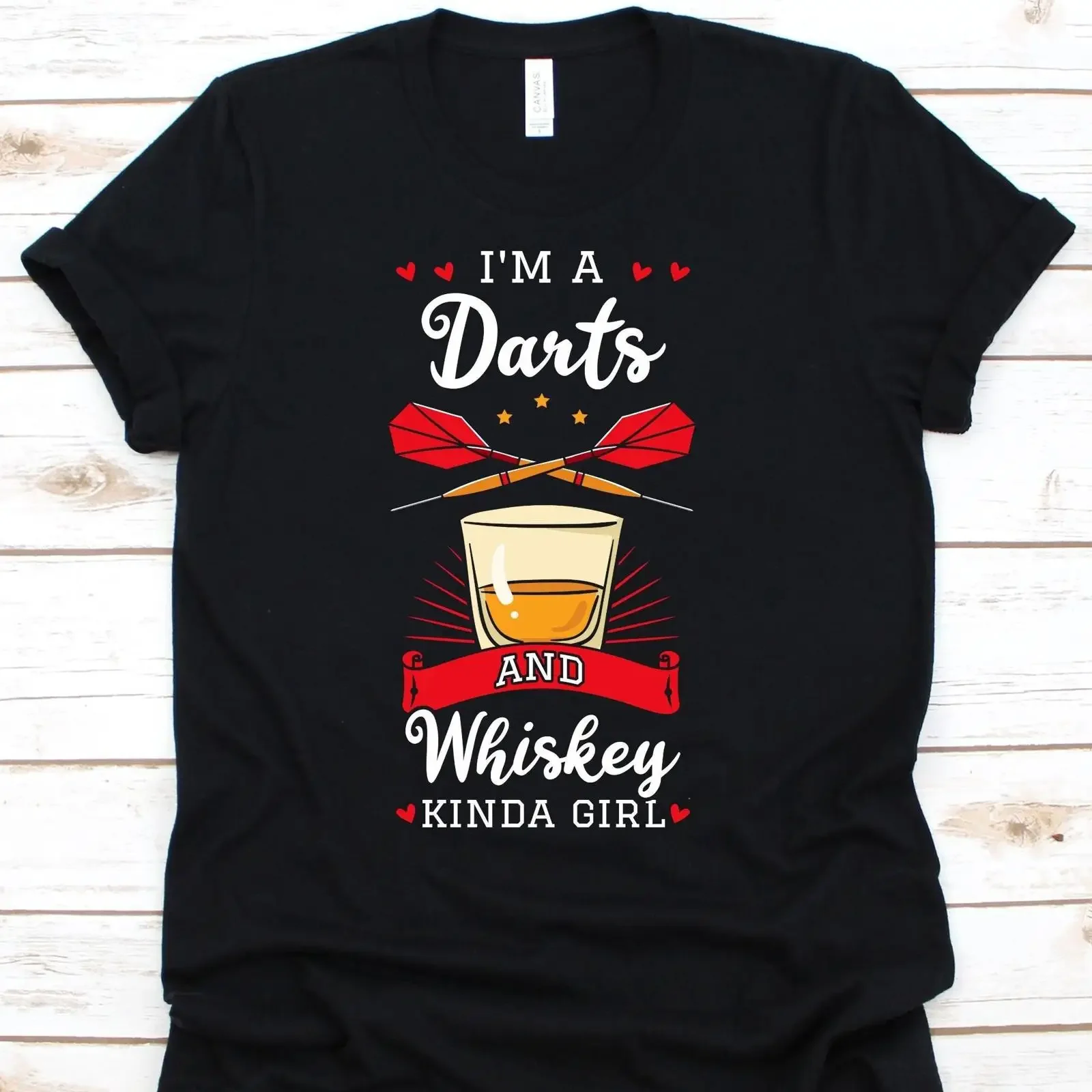 I'm A Darts And Whiskey Kinda Girl T Shirt Funny Dart Lover for Women Dartist Throwing Bullseye Target Shooting vintage Washed