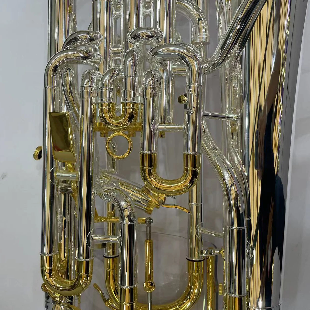 High Quality Silver Plated Body with Gold Lacquer Parts Trigger Euphonium