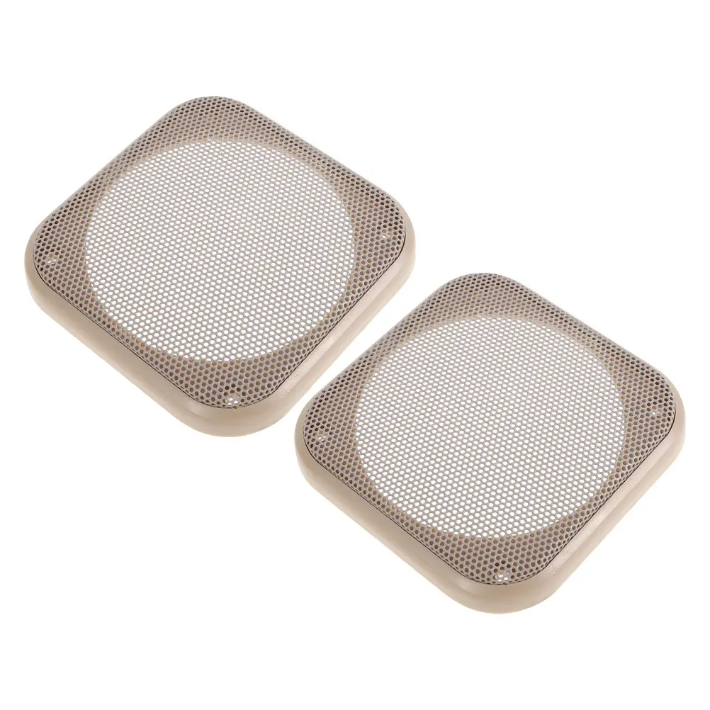 

2 pcs Square Speaker Grille Cover Car Horn Mesh Guard Subwoofer Protective Beige Durable Audio Grill Screen Replacement Vehicle