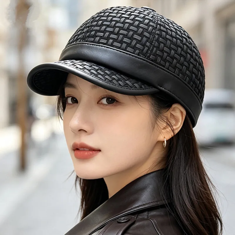 New Autumn Novelty Personality Retro Hip-hop Sheepskin Baseball Caps Men's Cap Natural Genuine Leather Cap Women's Hat 모자 кепка