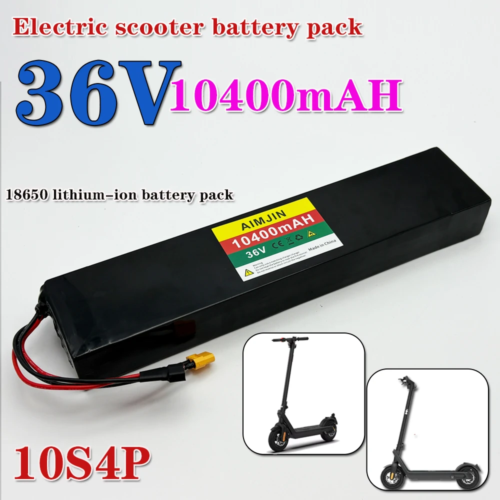 10S4P Battery Pack 36V 10400mAh  Electric Scooter Lithium 18650 Cells with BMS for 750W-1000W Scooters