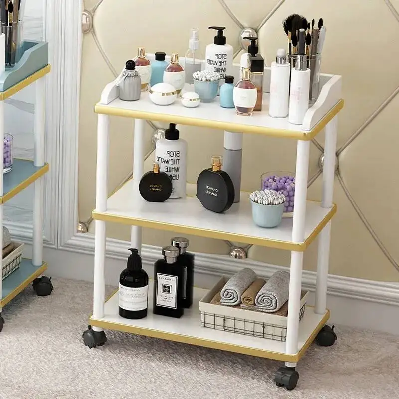 Tool Beauty Salon Solid Wood Salon Trolleys Modern Trolley Salon Furniture Barber Shop Special Storage Rack Home Mobile Trolley