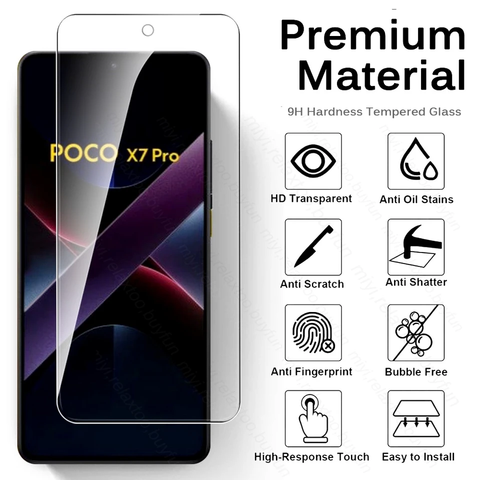 5-1 Piezas Vidrio Templado 9H para Poco X7 Pro 5G Vidrio Protector PocoX7Pro Poko Little X7Pro X 7 Pro 7Pro Película HD 2