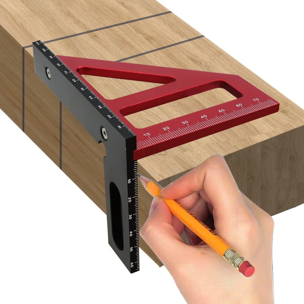 Dreieckslineal für die Holzbearbeitung, langlebiges Positionierungsmesslineal aus Aluminiumlegierung, präzise handgefertigte Layout-Markierungswerkzeuge mit Skala