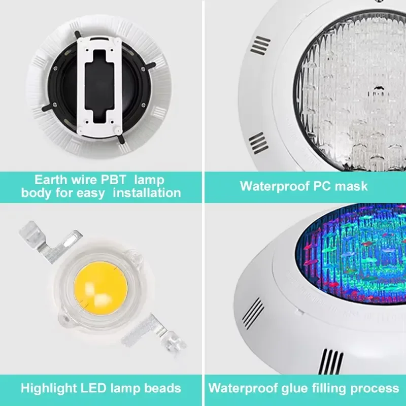 IP68 Waterproof LED Swimming Pool Light Underground Submersible Lamp for Inground Pools Garden Pond Decoration Lighting