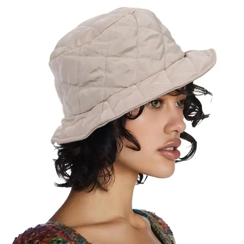 

652F Winter Bucket Hat for Woman Cotton-Padded Bucket Hat Multi Color Windproof Hat