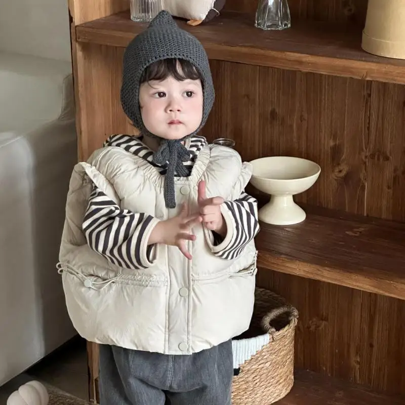 Infant Girl Warm Cardigan Boys Casual Vest Coat Toddler Cotton Padded Jacket 2025 Winter New Baby Sleeveless Fleece Vest