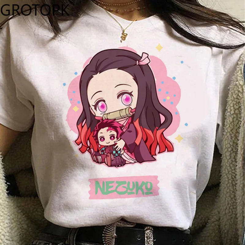 

Nueva camiseta para mujer con estampado informal de Anime japonés Demon Slayercamiseta de manga corta con estampado