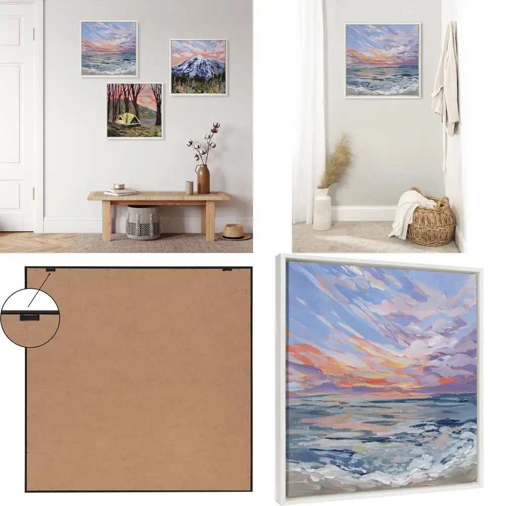 

Emily Kenney's 22x22 Serene Beach Canvas, 'Kate and Laurel Sylvie Virginia', White Framed Wall Decor