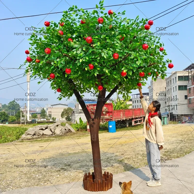 Simulation Apple Persimmon Tree Artificial Fruit Plant Indoor Outdoor Decor Large Props for Stage Photography Live Stream