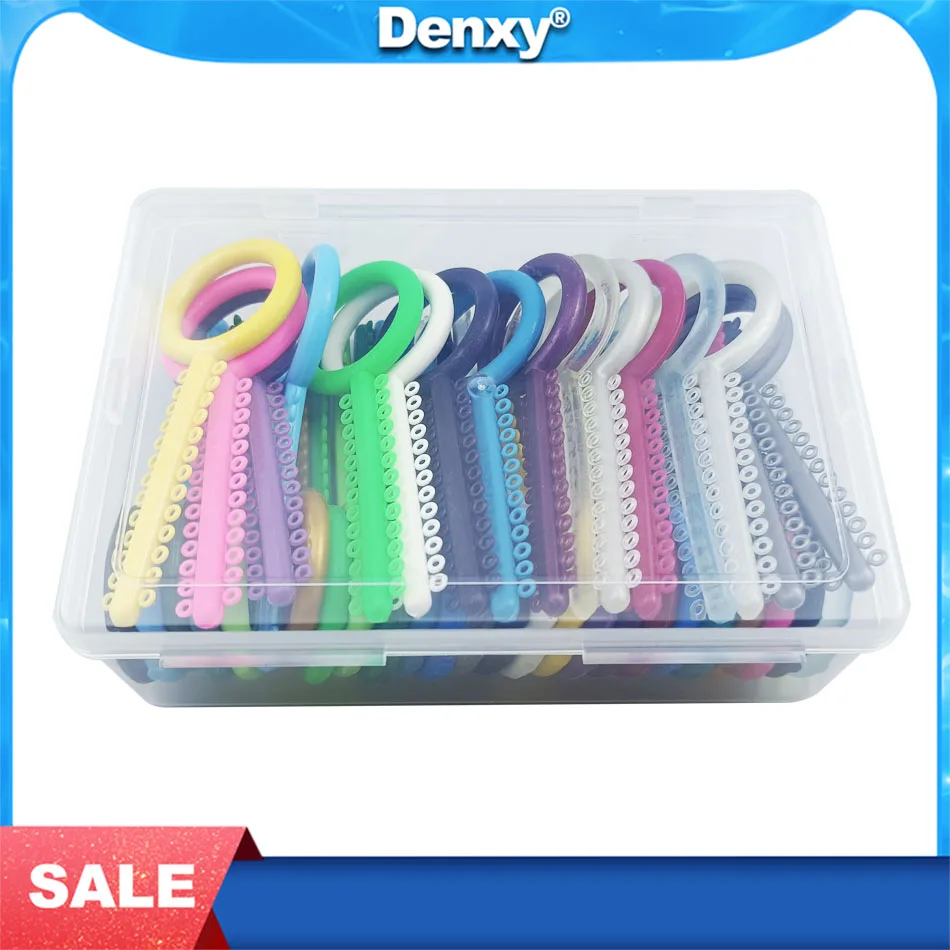 Denxy 1040 pcs/Box Orthodontic Elastics Dental Elastomeric Ligature Ties Rubber Band Teeth O Ring for Dentist Brackets Braces