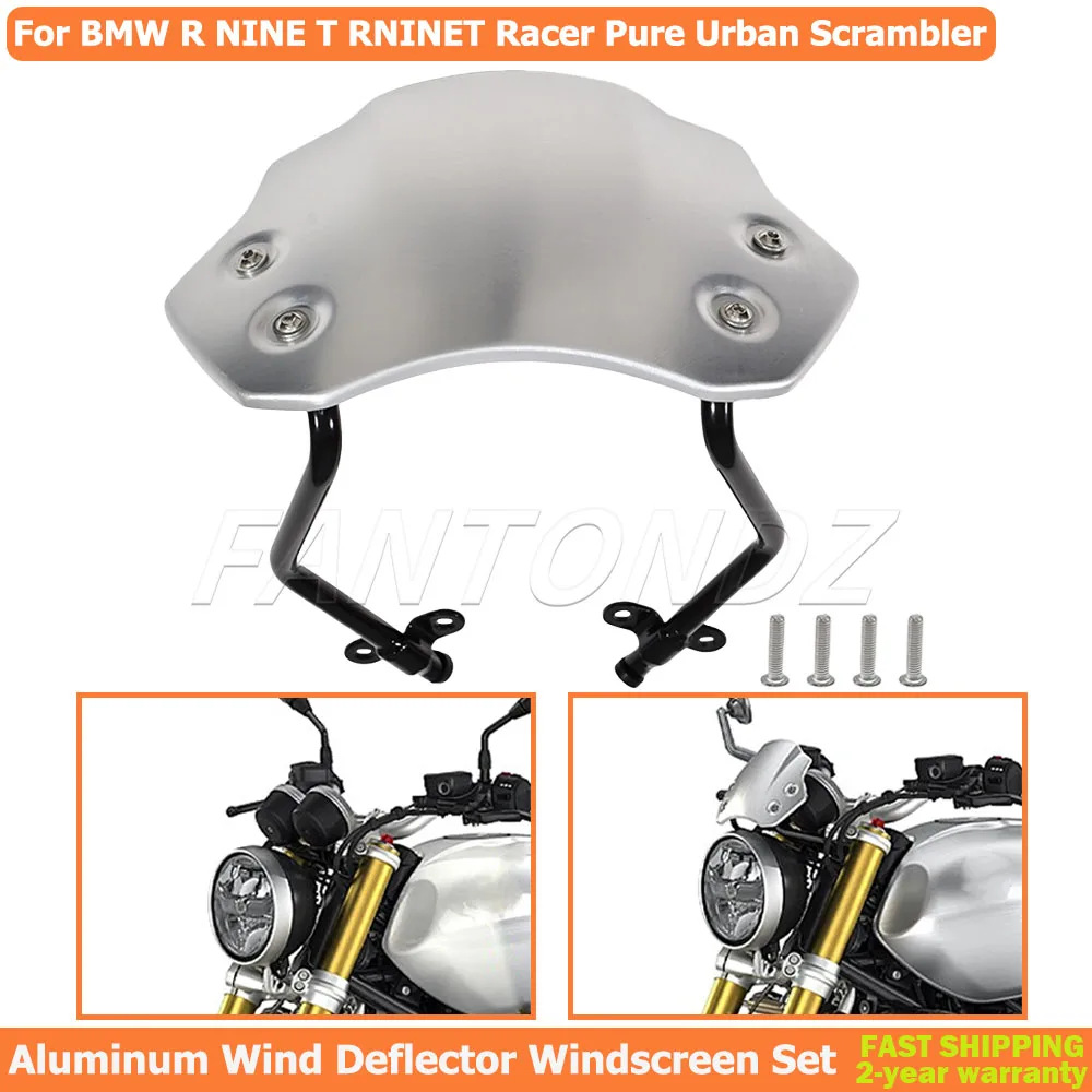 Motorcycle Windshield For BMW R NINET RNINE T 9 T Racer Pure Urban Scrambler 2014-2023 Aluminum Wind Deflector Windscreen