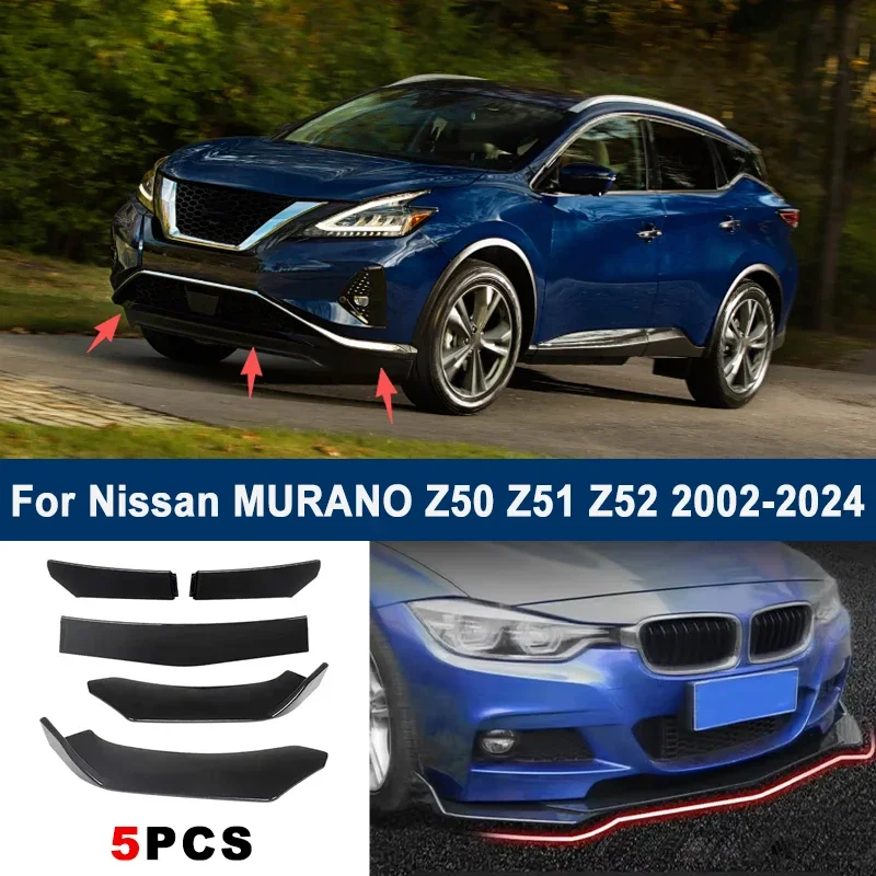 

Adjustable 5Pcs Sectional Front Spoiler Lip For Nissan MURANO Z50 Z51 Z52 2002-2024 Front Bumper Splitter Sport Body Kit