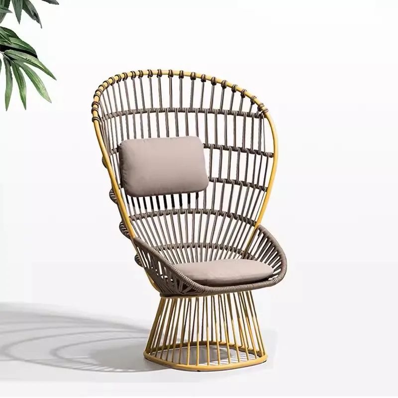 Outdoor sofa aluminum alloy hotel villa garden courtyard rattan chair terrace single bed and breakfast rope-woven furniture