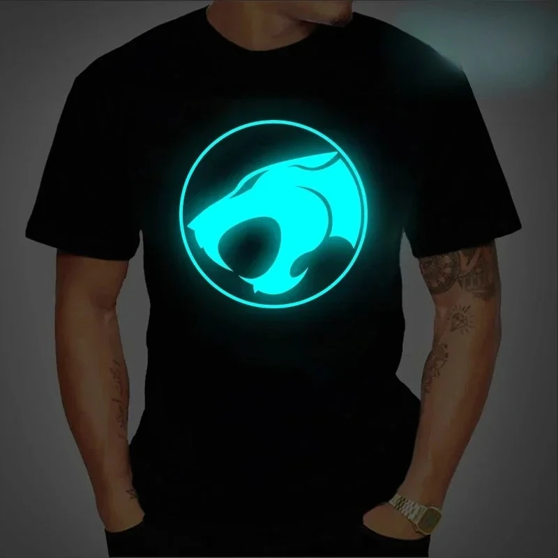 

ThunderCat Luminous T-shirt Mens Fashion Casual Short Sleeve Round Neck Tops Mens Clothing Hipster Glowing ThunderCat T-shirt
