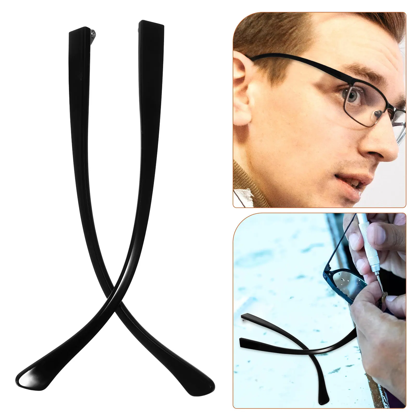 

2Pairs Universal Glasses Replacement Temple Arms Lightweight Comfort Fit Eyeglasses Sunglasses Reading Glasses Repair Kit