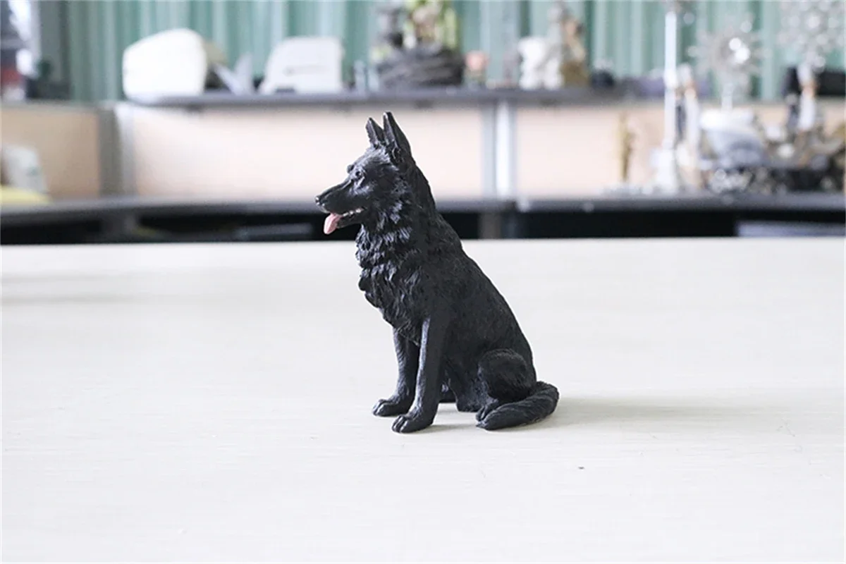 JJM Kleine Deutsch Schäferhund Pet Figur Tier Auto Dekoration Modell Spielzeug Geschenk Handwerk Souvenirs Decor Fahrzeug Simulation Kunst