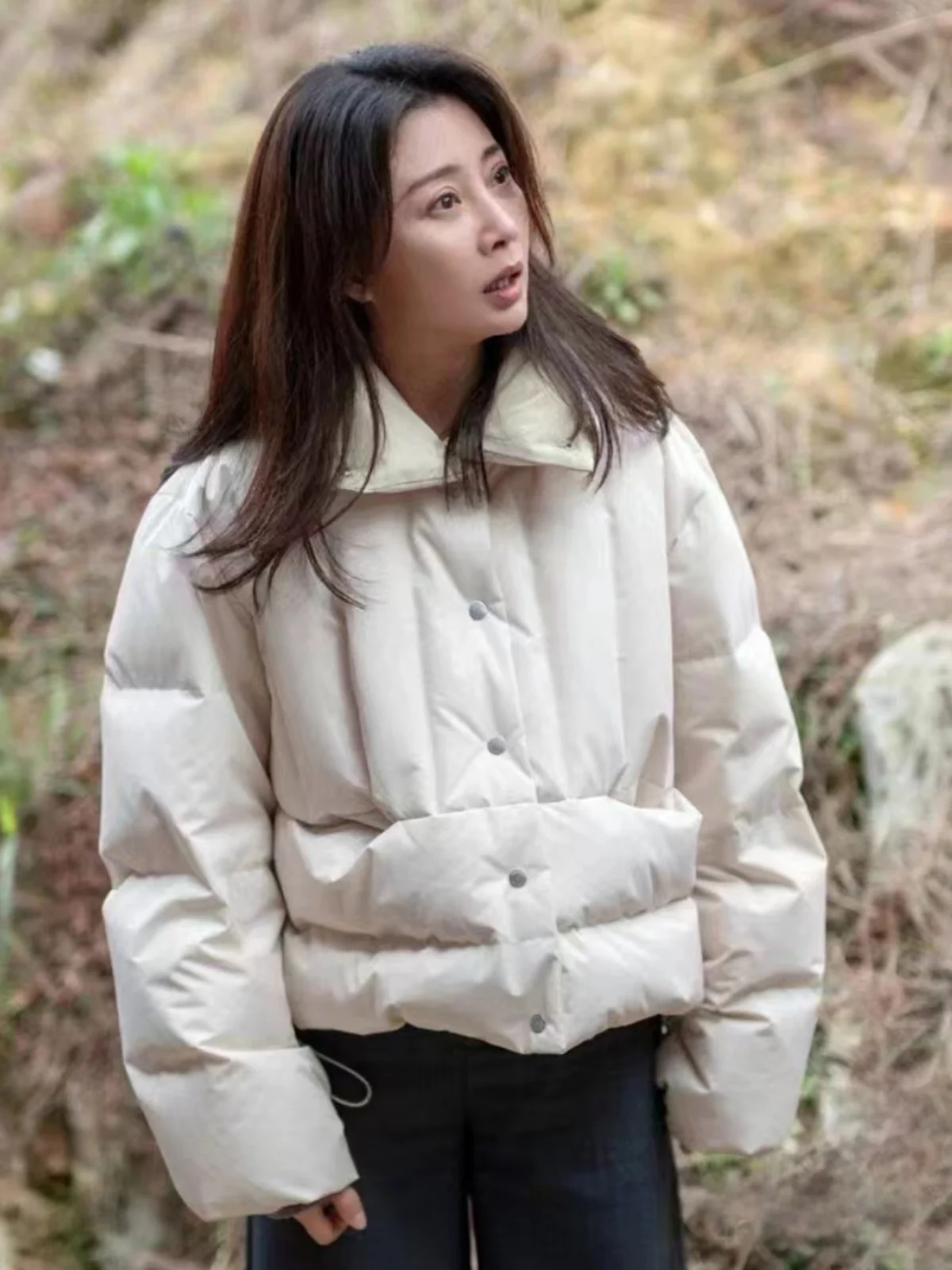 

Comfortable Short Cotton down Jacket Yingtao Stand Collar Turn-down Collar Memory Fabric Street Style Women's Puffer Coat