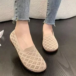 Sommer Mesh Stoffe Atmungsaktive Wohnungen Frauen Schuhe Lüften Spitze Freizeit Faulenzer Mama Schuhe Komfort Casual Leichte Turnschuhe