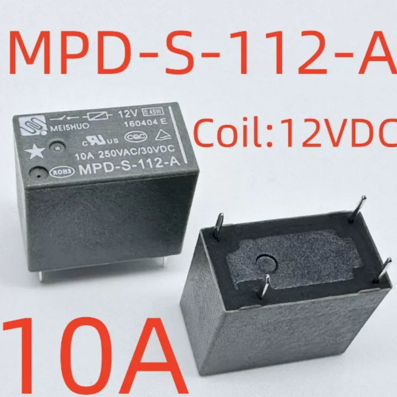 The brand-new MPD-S-112-A 12V relay with 10A current capacity and 4 pins is used as a substitute for HF32F-G 012-HS.