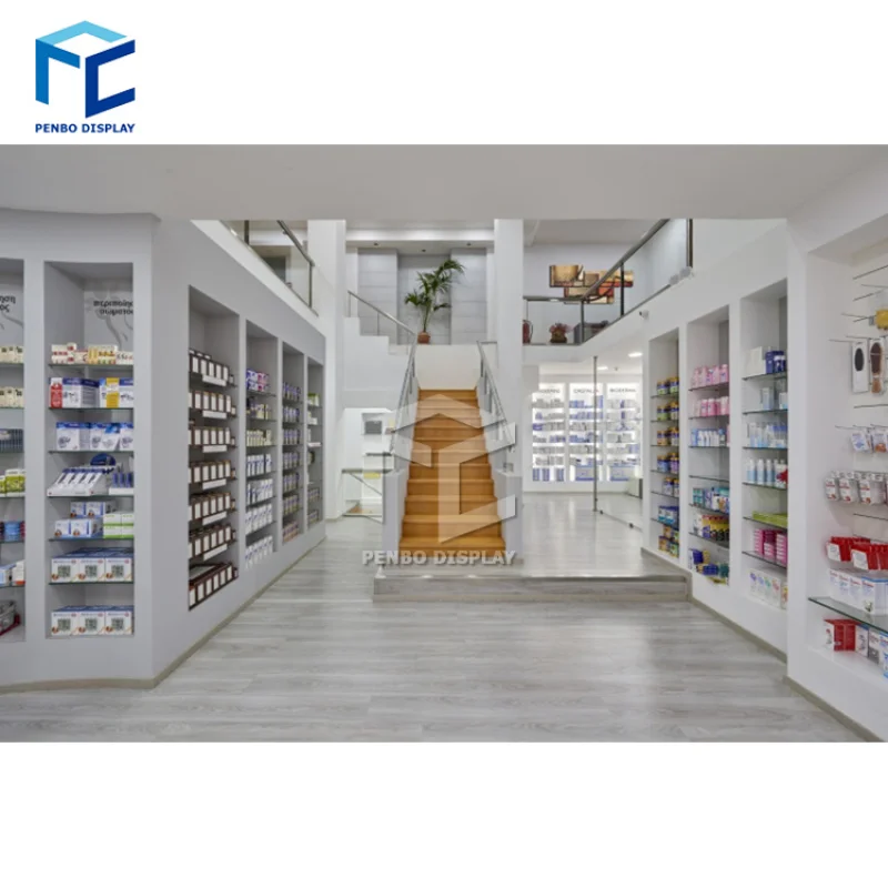 2025customized.Retail Pharmacy Shop Decoration Medical Store And Pharmacy Medicine Display Shelf Pharmacy Counter Design Sal