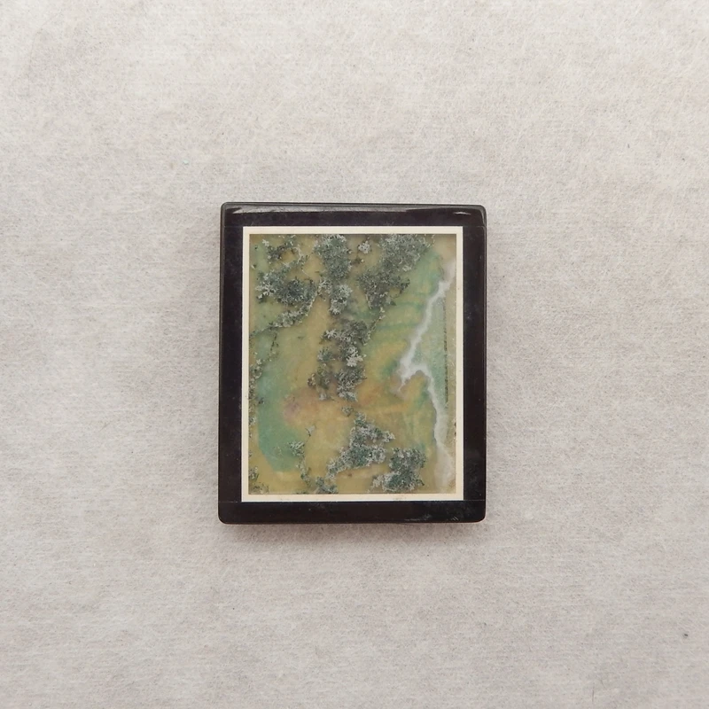 

B&F Natural Intarsia Cabochon Beads Obsidian Howlite Moss Agate 33x6mm 17.9g for Jewelry Making Stones Supplies