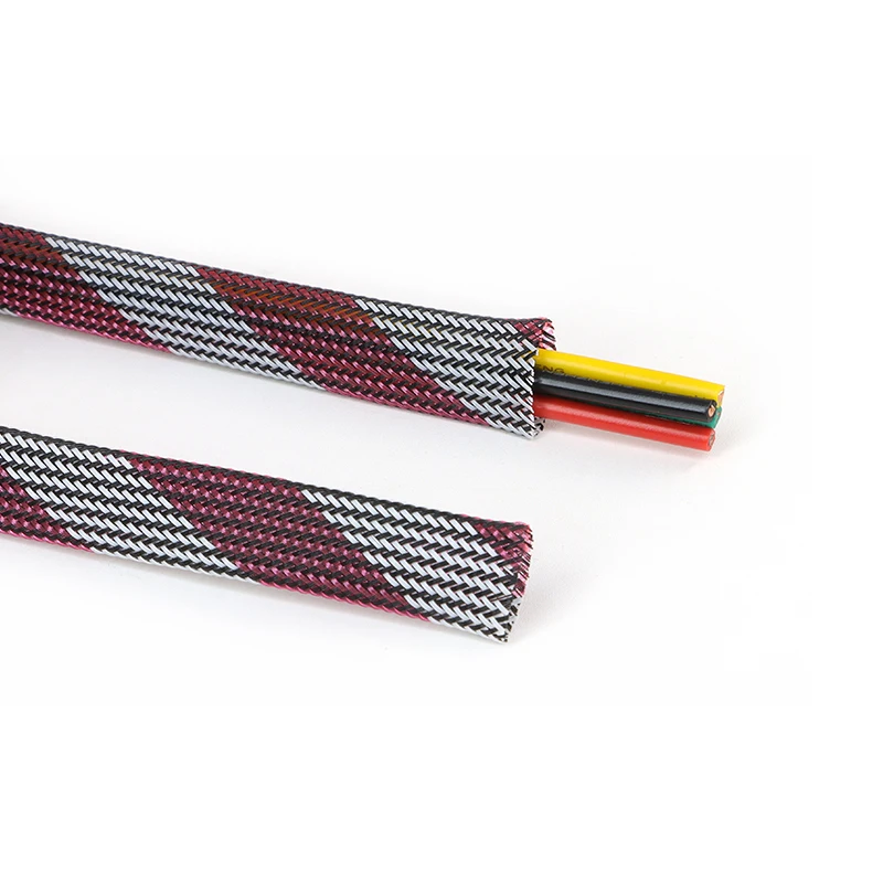 Black White Pink PET Insulated Braided Sleeve 2mm~12mm Expandable High Density Wire Wrap Nylon Sheath Protection Cable Sleeving