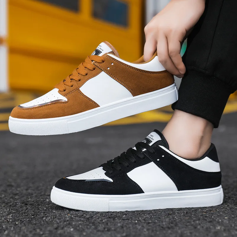 White Vulcanized Sneakers Men\'s Flat Comfortable Shoes Lace up Zapatillas Hombre Autumn Spring Walking Sneakers Plus Size 39-48