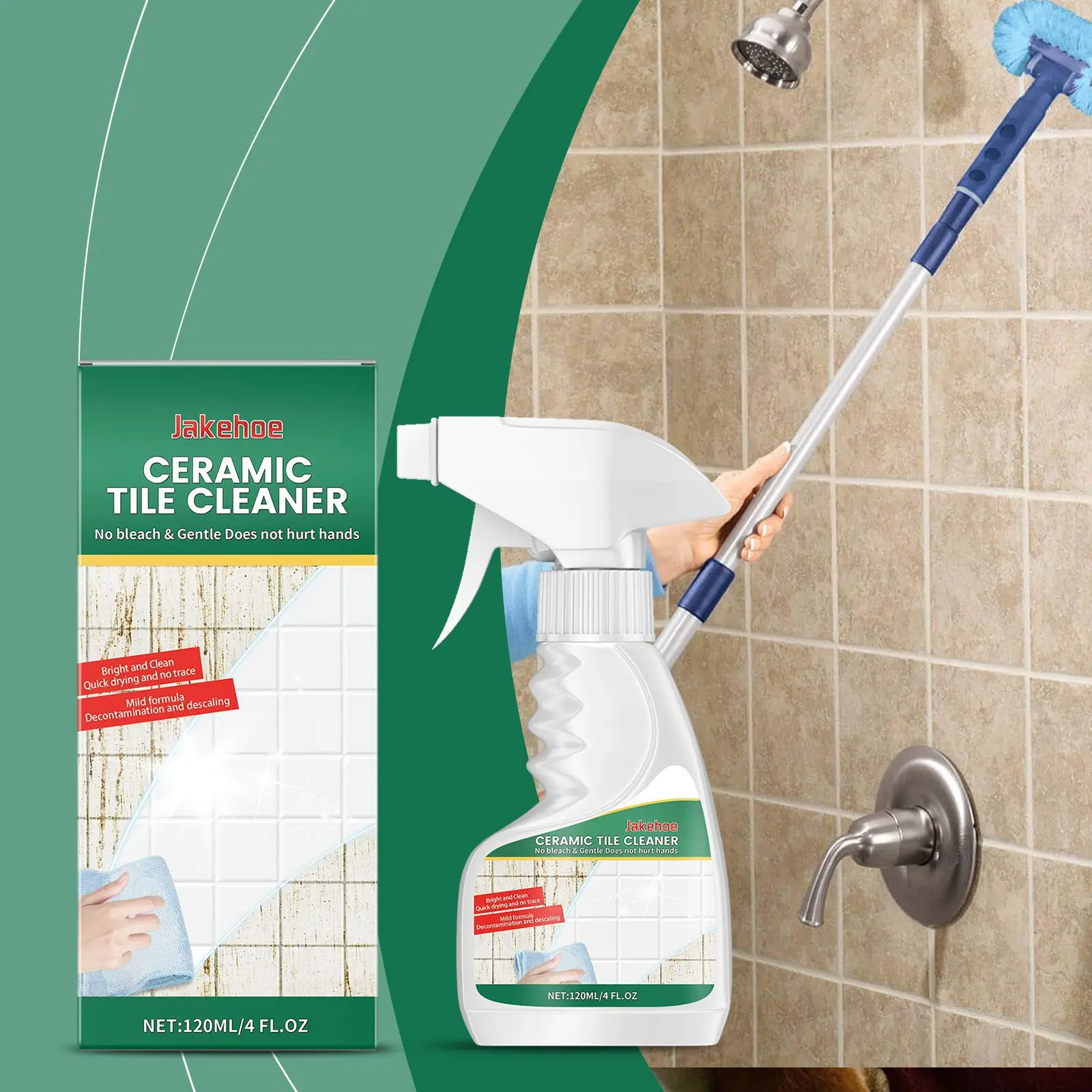 

120ml Ceramic Tile Cleaner Spray, Effective Stain Remover for Wall & Floor Tiles, Bathroom & Kitchen Safe, Streak-Free Formula