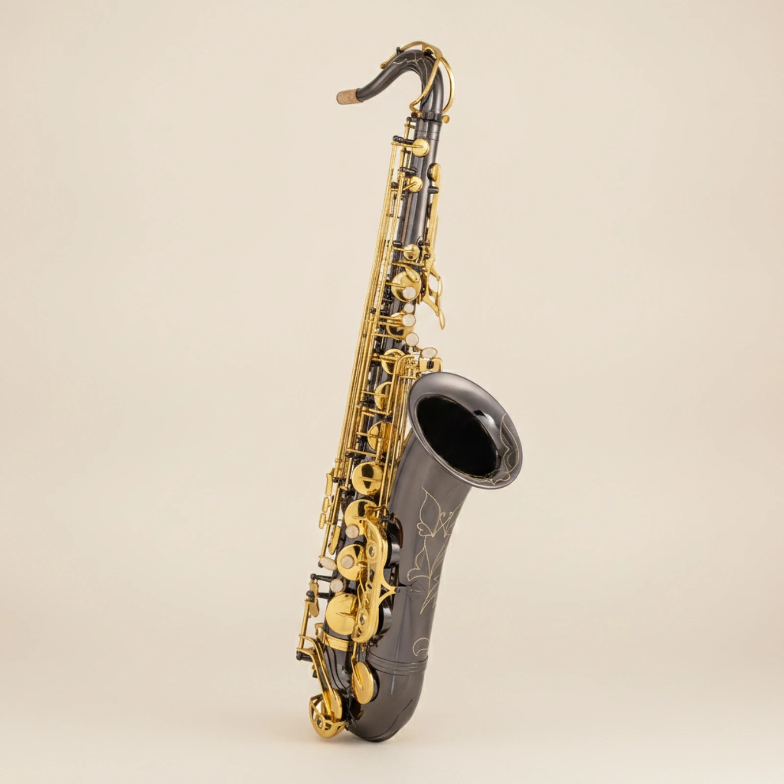 Tenor Saxophone with Cleaning Kit Brass Tenor Saxophone with Neck Strap Black Nickel Gold Keys for Beginners, Practice, Stage